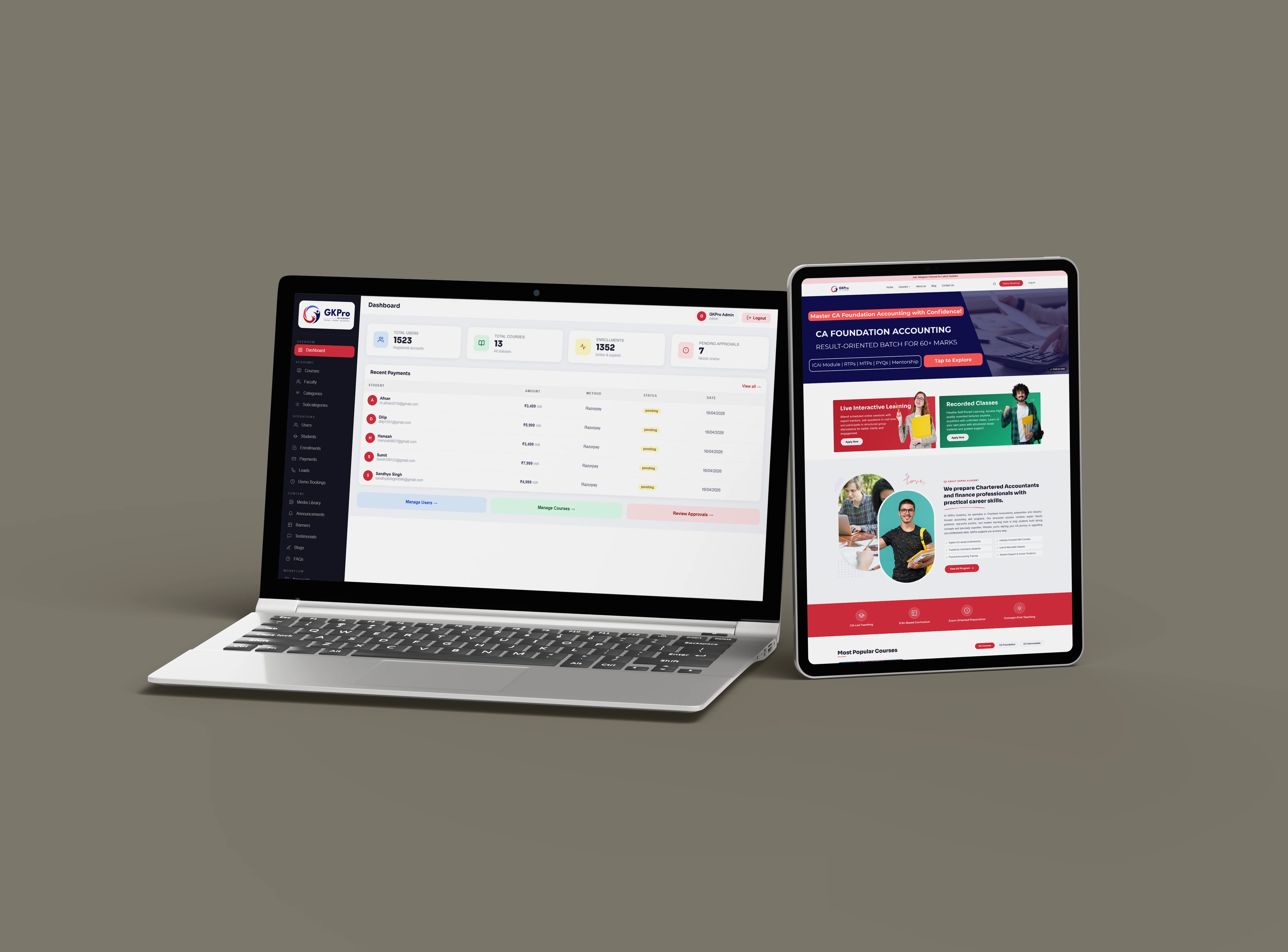 GKPro Academy — CA, IELTS, PTE & Professional Skill Courses screenshot preview